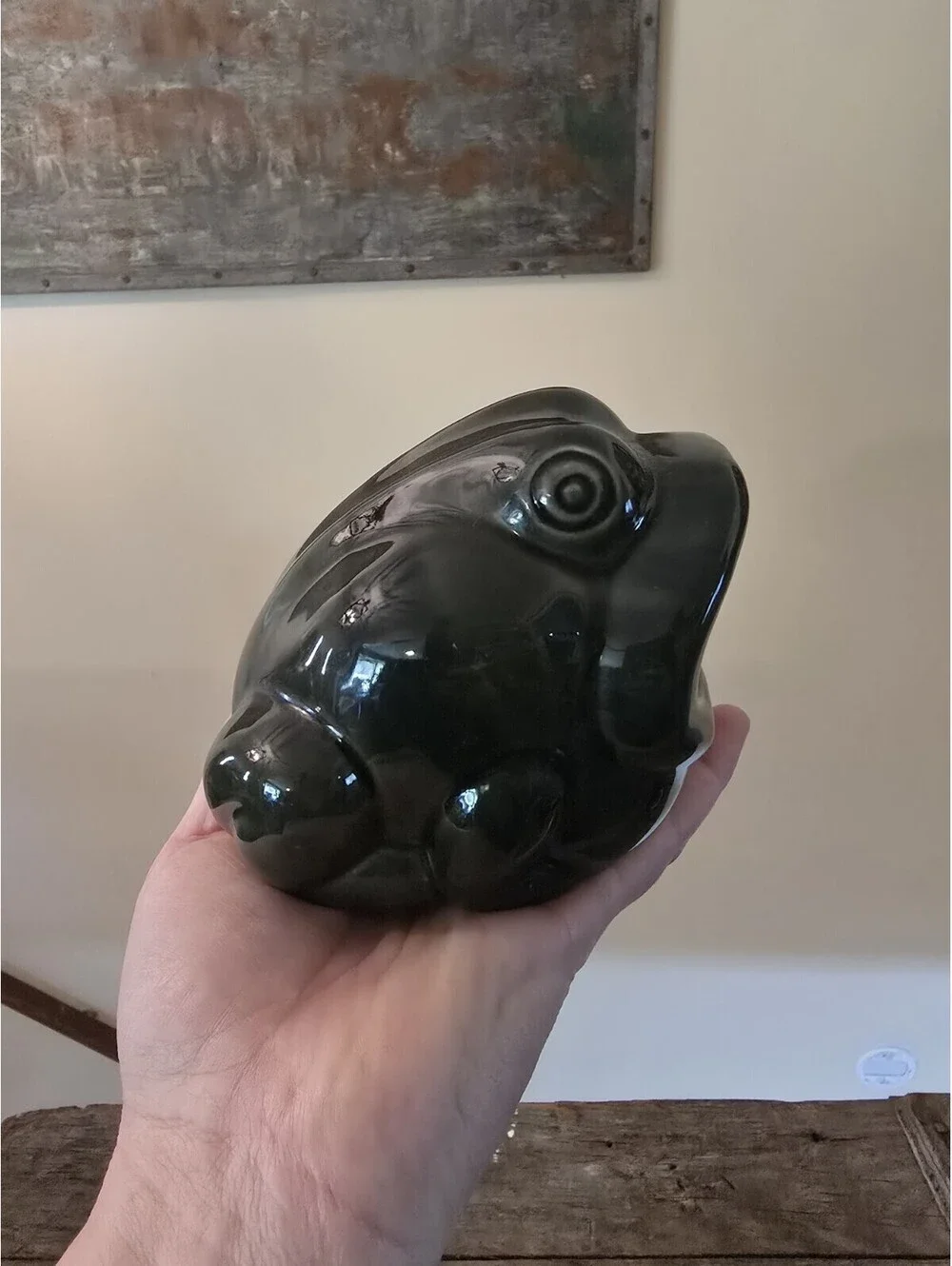 Vintage Ceramic Frog Sponge Holder, very good vintage condition.